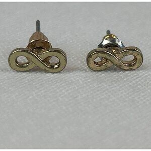 Gold Tone Infinity Symbol Stud Earrings Dainty